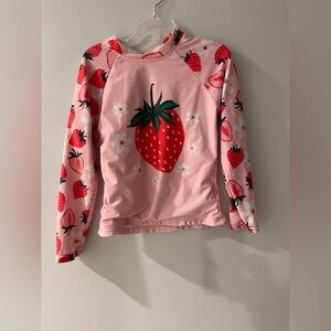Kanu Surf Pink Kids Strawberry Rashguard Swim Top size 4/5